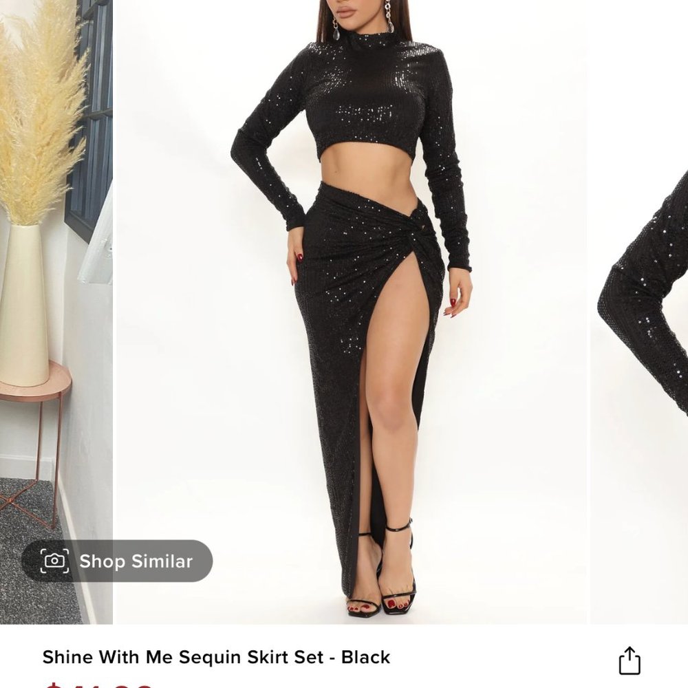 NWT BOUTIQUE Fashion Nova Shine With Me Sequin Skirt Set